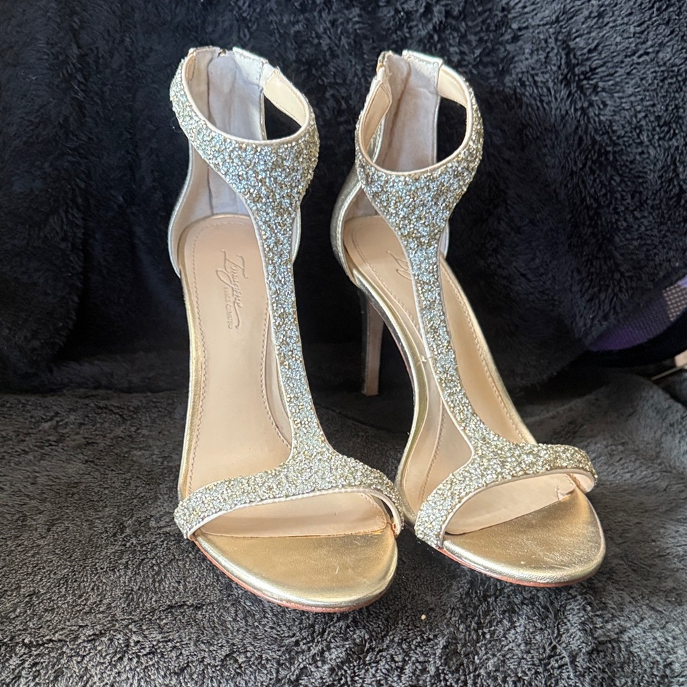 Vince Camuto Gold Sparkle Heels